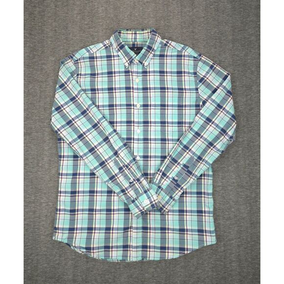 Men's American Eagle Classic Fit Plaid Button Down Collar Dress Shirt Medium - Picture 1 of 4